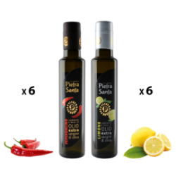 Confezione da 12 bottiglie di condimento al limone e peperoncino a base di Olio extravergine di Oliva da 0,25 Litri